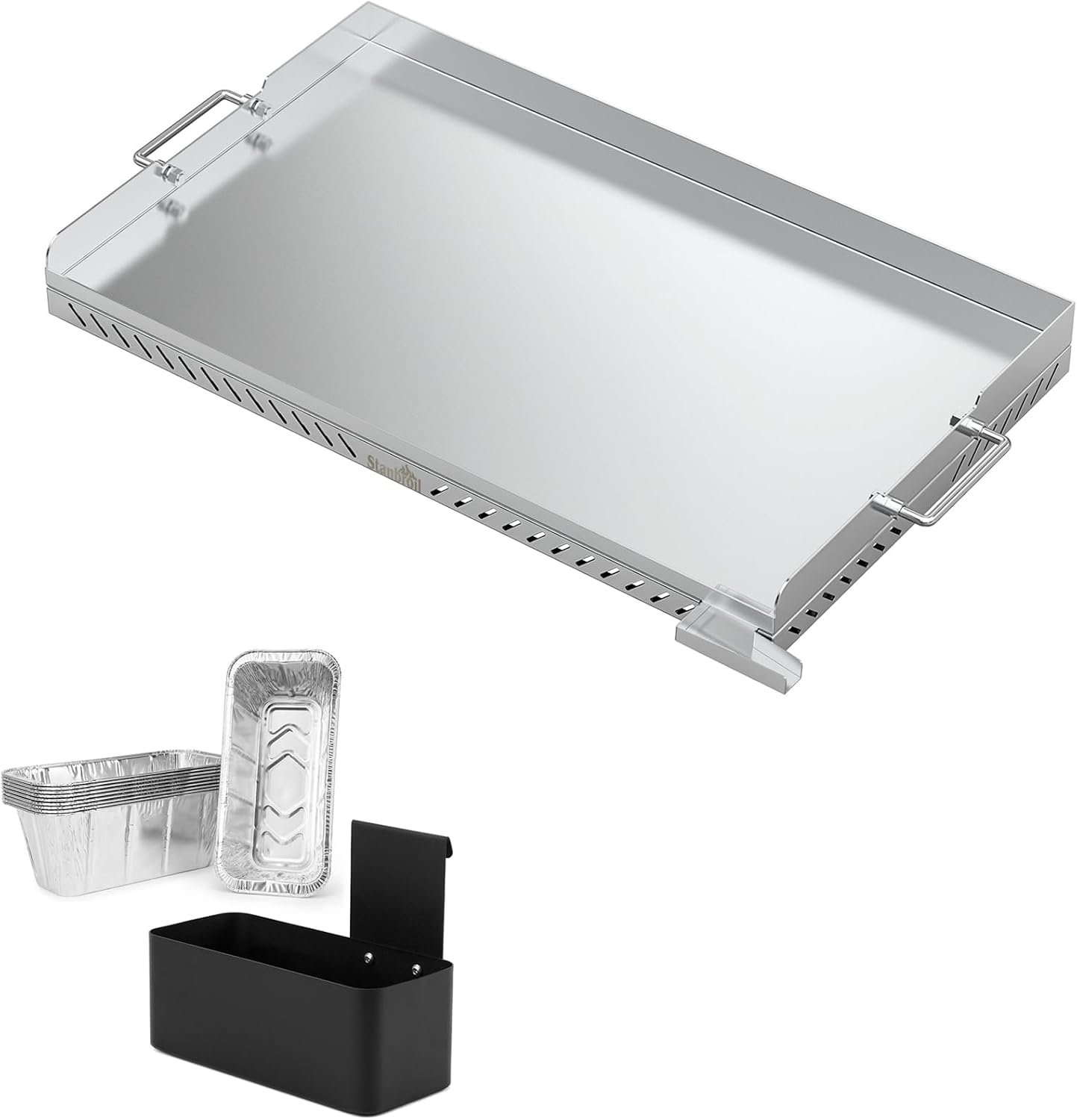 Stanbroil Stainless Steel Griddle Replacement Top and Grease Cup Combo for Blackstone 28' 2-Burner Gas Grill with Front Grease System