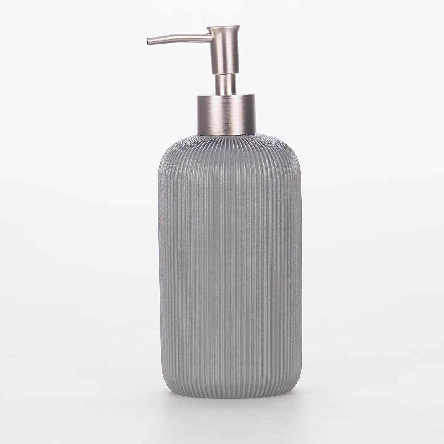 Lydia Collection 5-Piece Resin Bathroom Accessories Set – Toilet Brush Holder, Waste Bin, Soap Dispenser, Tray & Toothbrush Holder (Gray)