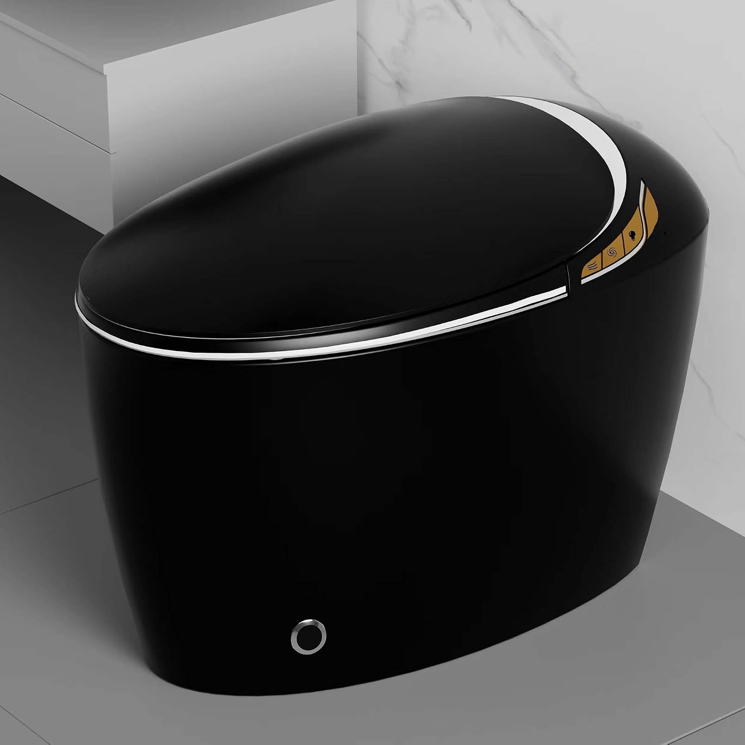 Black Smart Toilet with Bidet Built In, Luxury Elongated Electric Toilet with Heated Seat&Foot Sensor, 1.28 GPF Dual Flush, Auto Open/Close Seat, Warm Water&Dryer, Multiple Washing Modes (Black)