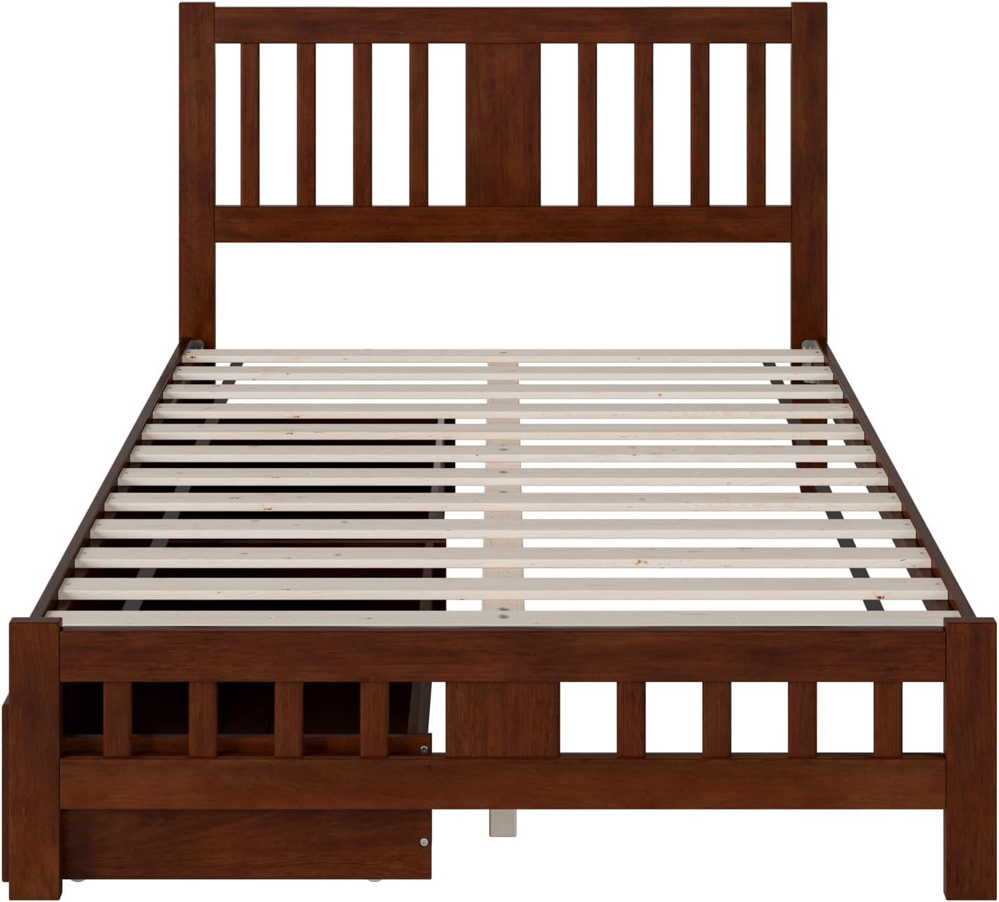 AFI, Tahoe Full Platform Bed with Matching Footboard & Set of 2 Under-Bed Storage Drawers, Walnut