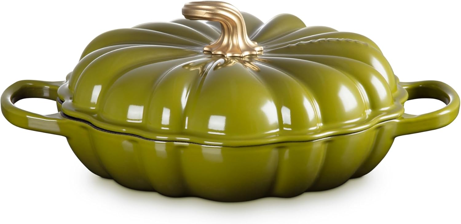 Le Creuset Enameled Cast Iron Signature Pumpkin Braiser, 2.75 qt., Olive