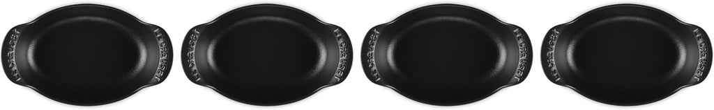 Le Creuset Enameled Cast Iron Gourmand Collection Set of 4 Mini Oval Baker, .3 qt., Matte Black