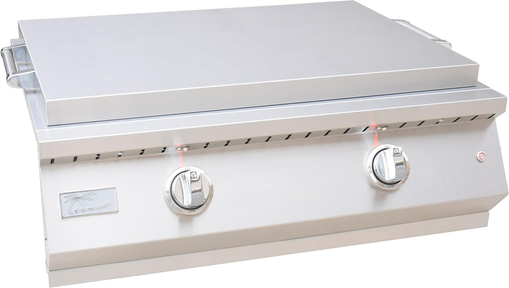 KoKoMo Grills 30 Inch Professional Outdoor Kitchen Teppanyaki Liquid Propane Griddle | 304 Stainless Steel Flat Top Grill U-Shape Burners 36000 BTUs for Outdoor Cooking, BBQ and Patio Backyard