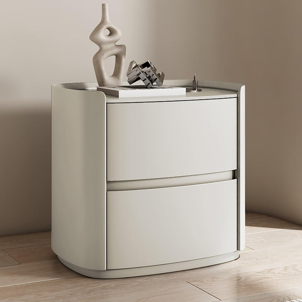 Modern minimalist bedroom solid wood bedside table with storage drawers, drawer storage cabinet, bedroom chest of drawers, wooden bedside table, white bedside table, storage side table ( Color : Off-w