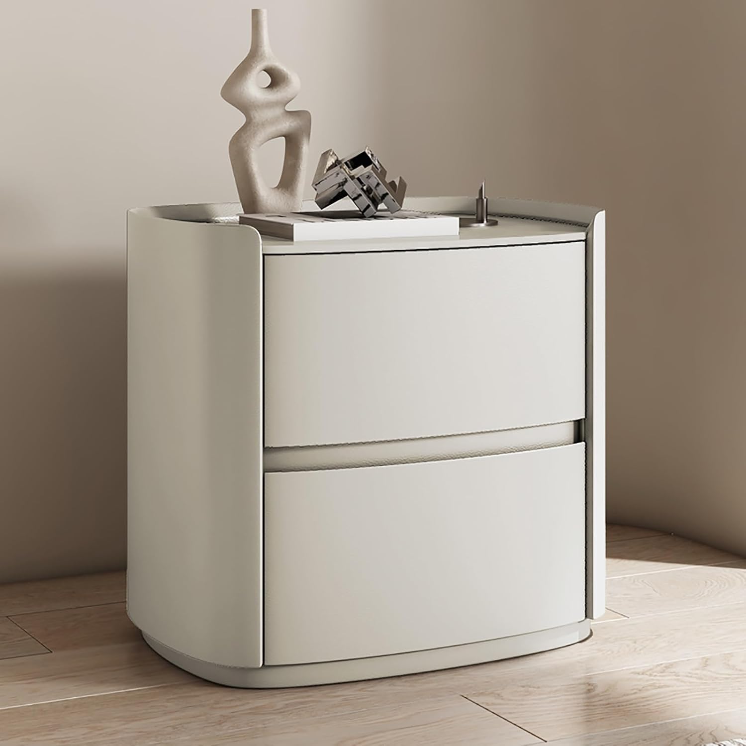 Modern minimalist bedroom solid wood bedside table with storage drawers, drawer storage cabinet, bedroom chest of drawers, wooden bedside table, white bedside table, storage side table ( Color : Off-w