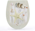 Toilet Seat Lid with Adjustable Hinge Home Bathroom Use Decor Round Commercial (Starfish)