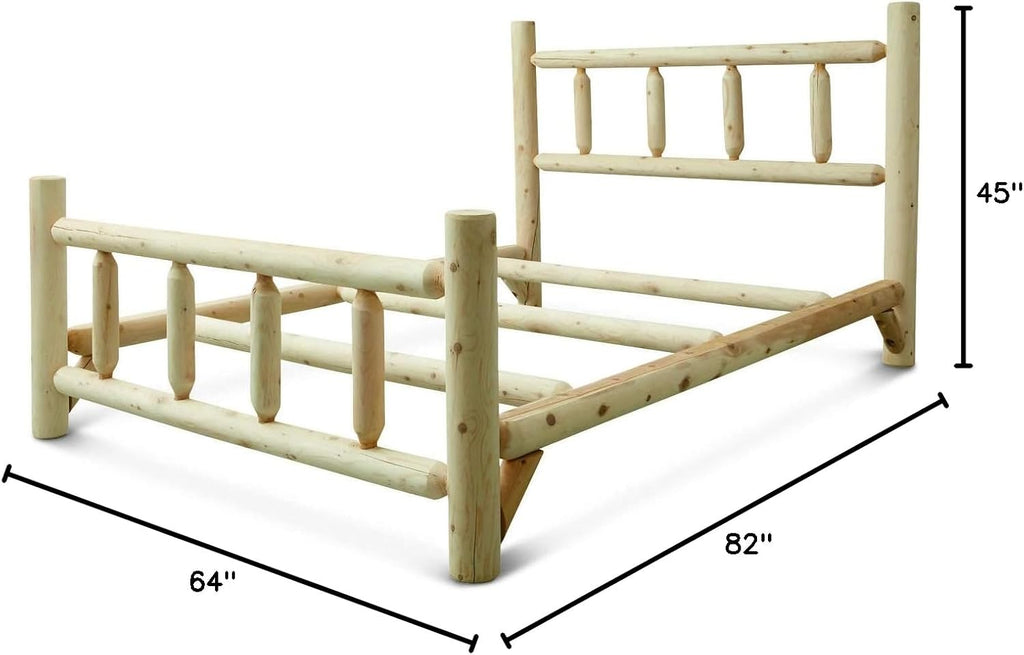 CASTLECREEK Cedar Log Queen Bed with Headboard and Footboard, Rustic Natural Unfinished Wooden Bed Frames