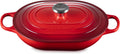 Le Creuset Enameled Cast Iron Signature Oval Casserole with Lid, 3.75 Quart, Cerise