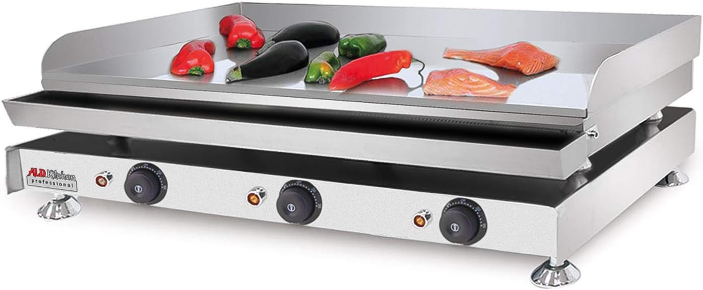 ALDKitchen Flat Top Griddle | Teppanyaki Grill | Single, Dual or Triple Thermostat | Commercial Use | 110V (Large)