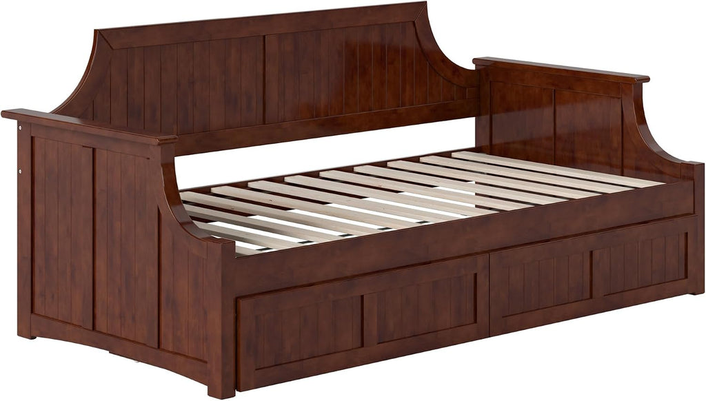 AFI Cambridge Twin Wood Daybed with Set of 2 Drawers in Walnut
