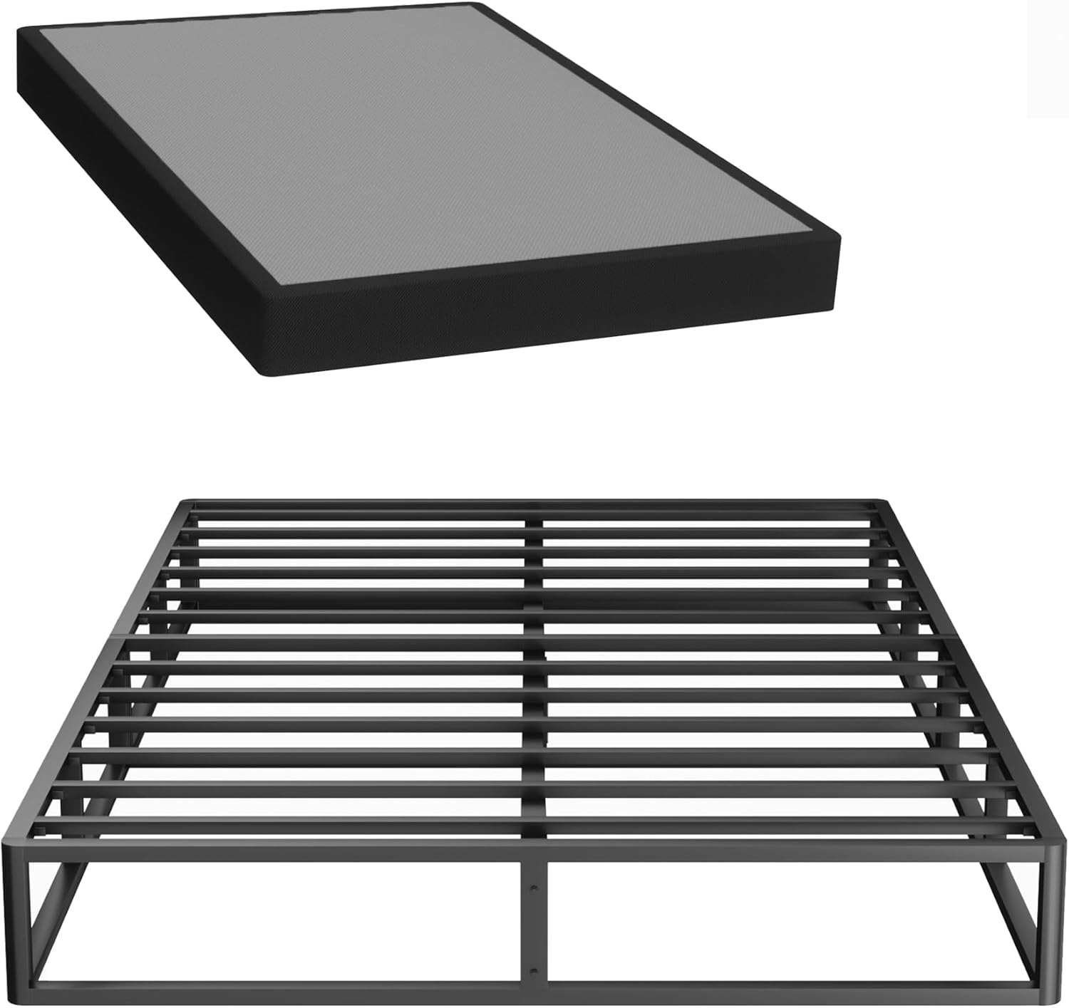 Superay Full Box Spring, 10 inch Box Spring for Full Bed, Heavy Duty Metal Bed Frame with Fabric Cover, 3000lbs Max Weight Capacity Bed Base Mattress Foundation, Easy Assembly, Noise Free, Black