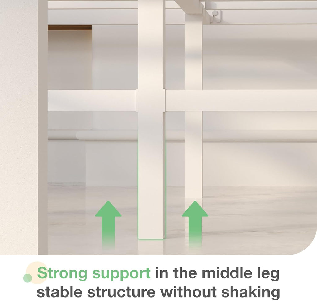 Novilla 18 Inch King Size Bed Frame with Headboard, White Metal Platform Bed Frame, King Bed Frame No Box Spring Needed, Easy Assembly