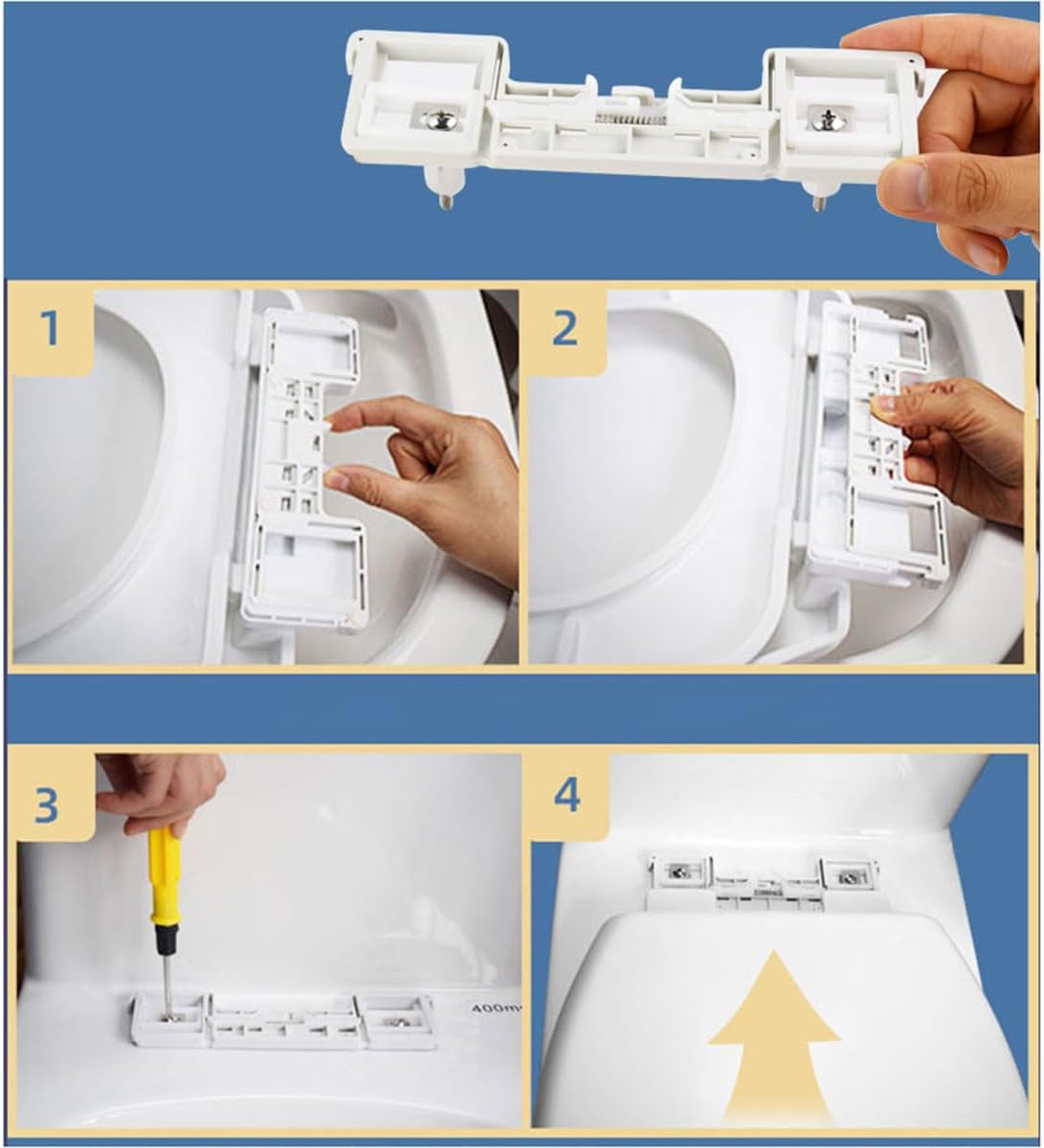 Toilet Seat Toilet Seat Round Soft Close, Open Front Toilet Lid Quiet No Slam, Easy Installation & Release, Pp Material Easy Clean, White