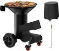 ONLYFIRE GRILLS Heavy Duty Rocket Stove with Griddle, Grate, Wheels, Ash Tool & Cover, Large Wood Stove BBQ Grill for Patio Outdoor Cooking Backyard Camping Beach Tailgating, 28x23x31in, GS346
