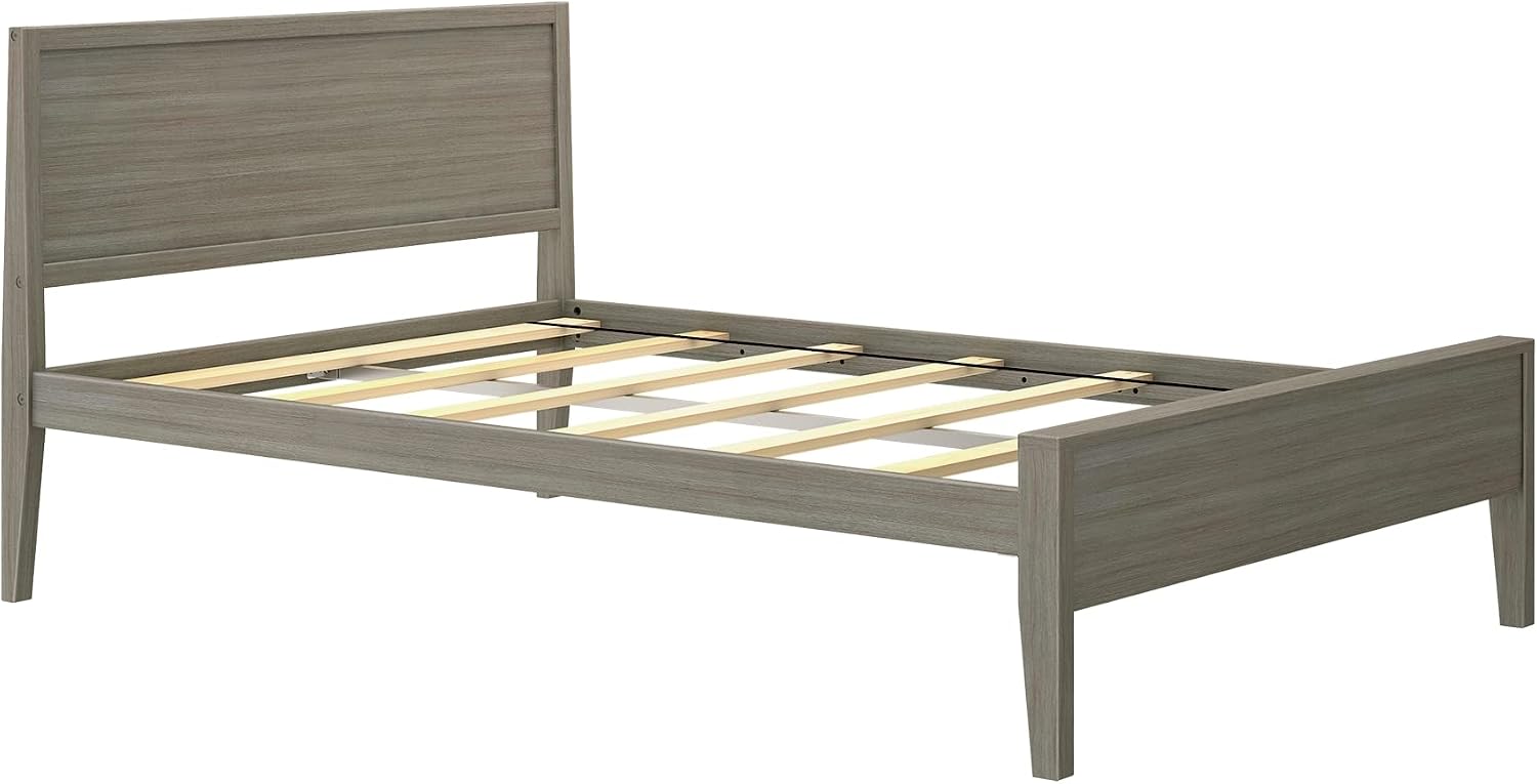 Max & Lily Full Bed, Solid Wood Full Bed Frame with Panel Headboard, Kids Full Bed with Wood Slat Support, No Box Spring Needed, Clay