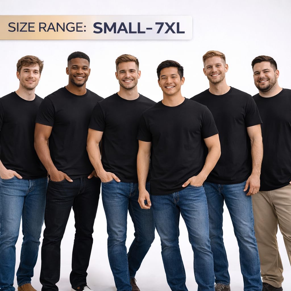 SOCKS'NBULK Men's Cotton Crew Neck Regular T-Shirts Bulk Short Sleeve Lightweight Tees Mix Colors