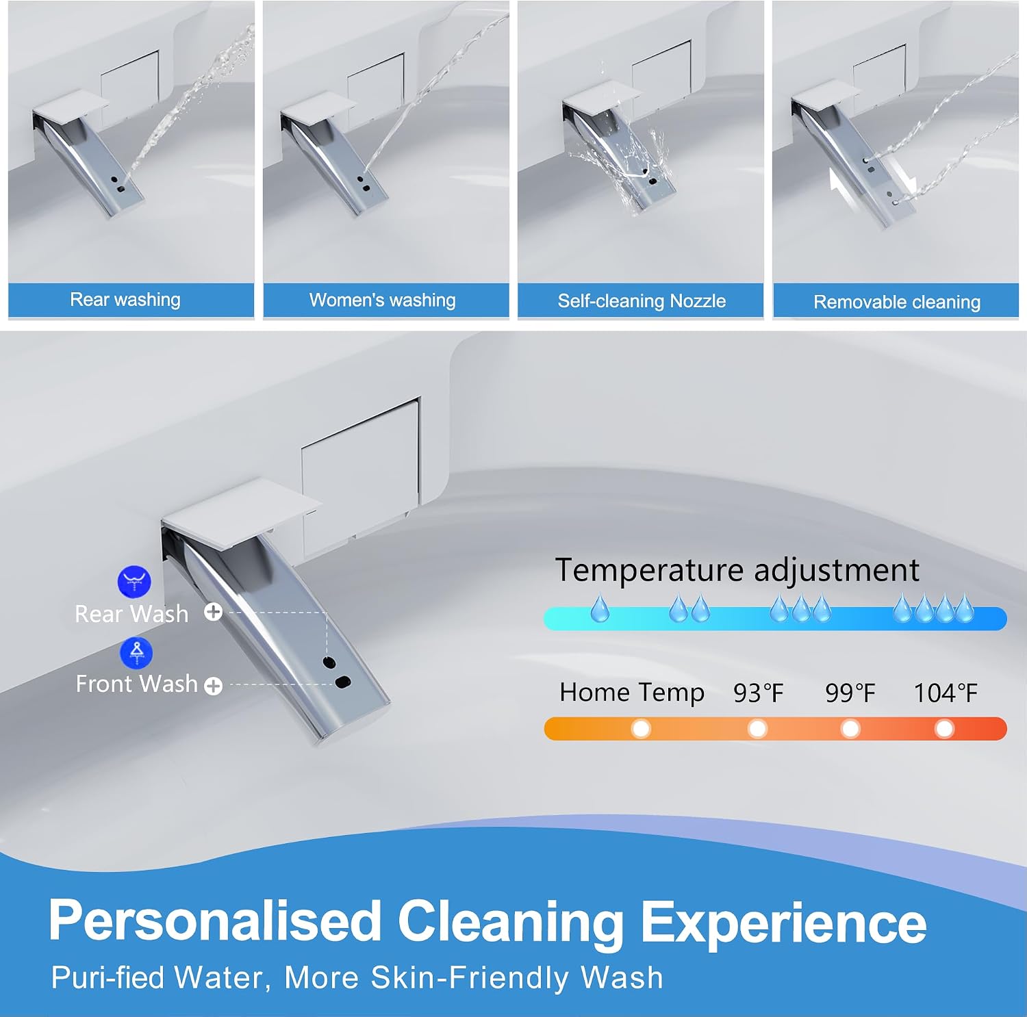 Luxury Smart Toilet with Heated Seat & Instant Warm Water with Remote Control Bidet,Hidden Foam Shield,Air Purification,One Piece Toilet with ADA Comfort Height,Modern Bathroom Toilet