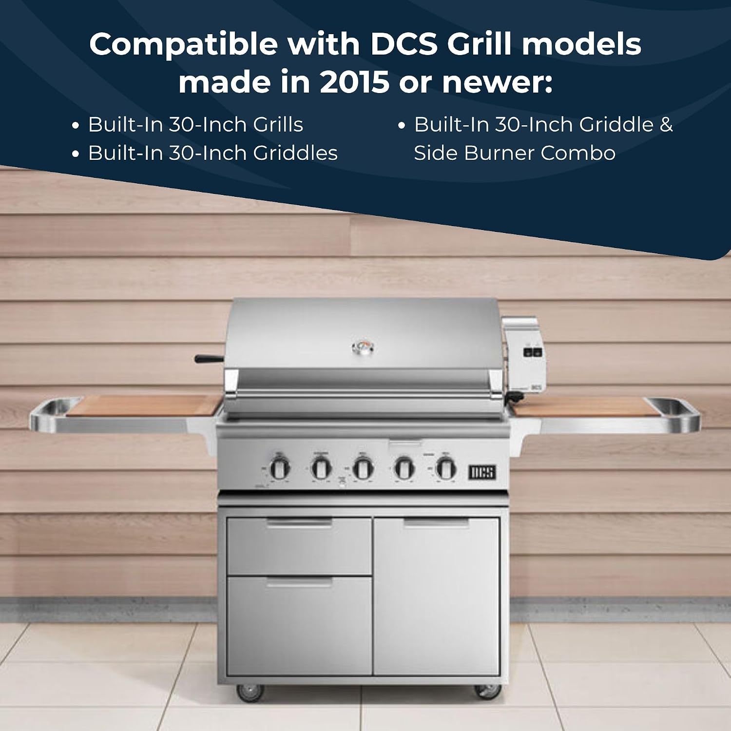 DCS Grill Cover for 30-Inch Series 9 Built-in Gas Grill, Griddle, and Griddle & Side Burner Combo - Waterproof, UV Anti-Cold Crack Resistance for Extreme Weather, Vented Outdoor BBQ Cover for Grilling