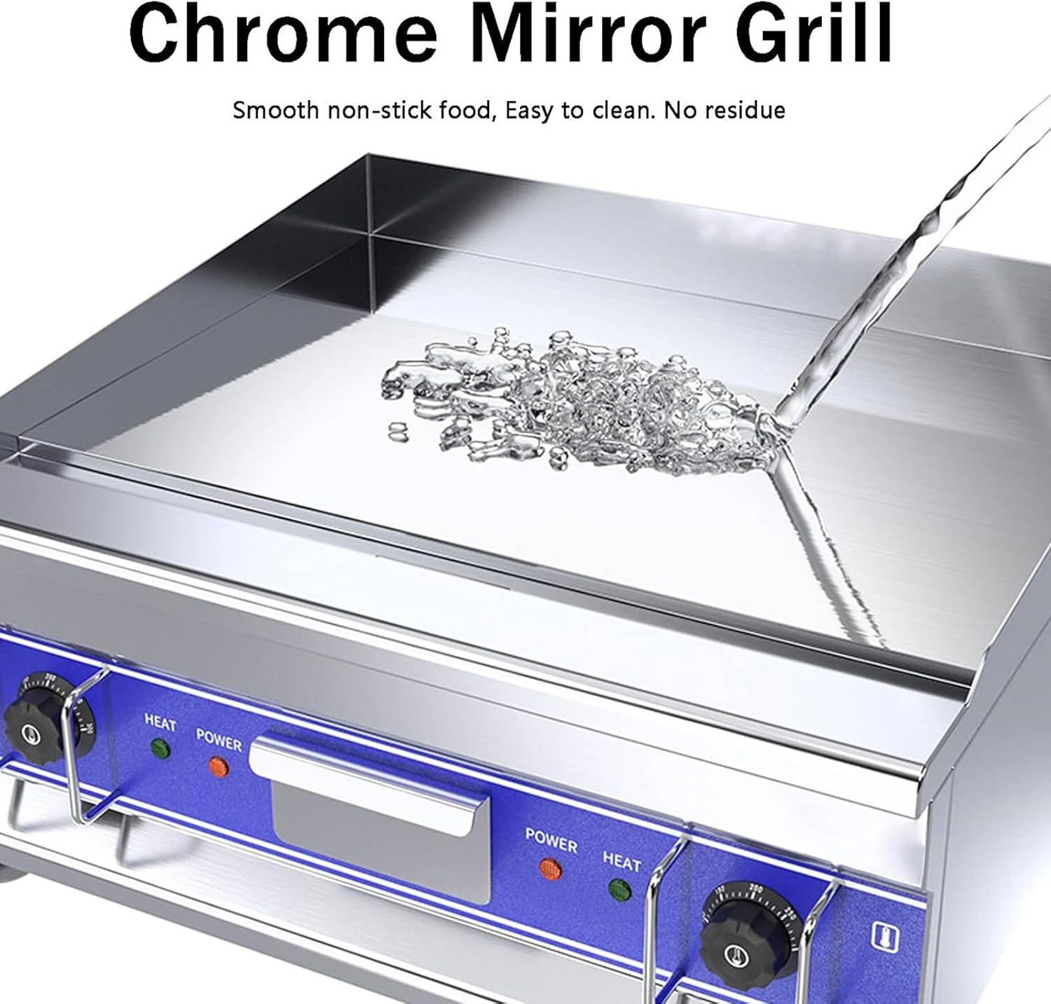 21.6'X15.7' Commercial Electric Countertop Griddle Flat Top Heavy Duty Griddles with Non-Stick 10Mm Thick Iron Cooking Surface Chrome-Plate for Restaurant Use 220V/5000W