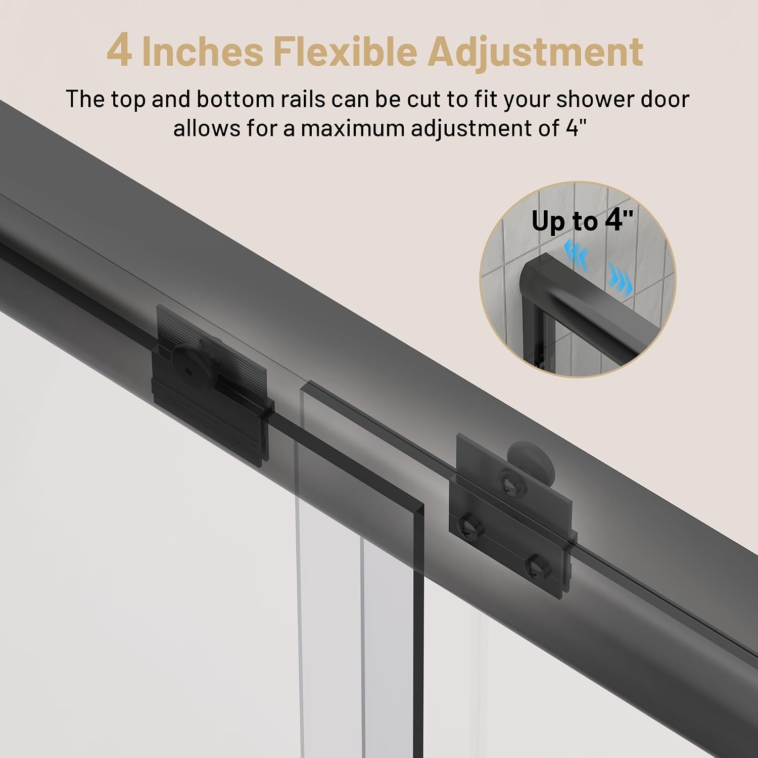 Findepot 56-60' W x 70' H Double Sliding Shower Door, Semi-Frameless Shower Door with 1/4'(6mm) Clear Tempered Glass, Silent Soft-Close Door for Walk-in Shower, Matt Black