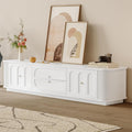 Modern TV Stand with Storage, Minimalist Entertainment Center with 3 Drawers & Flip-Up Door & Shelves for 55/65/75/85 Inch TVs for Living Room & Bedroom, White (Style2)