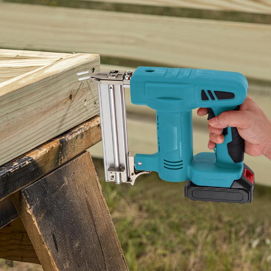 Nail Gun Battery Powered,2-in-1 Staple Gun,21V 100W Battery Powered Staple Gun, Nail Gun for Home Improvement, Woodworking（Blue）