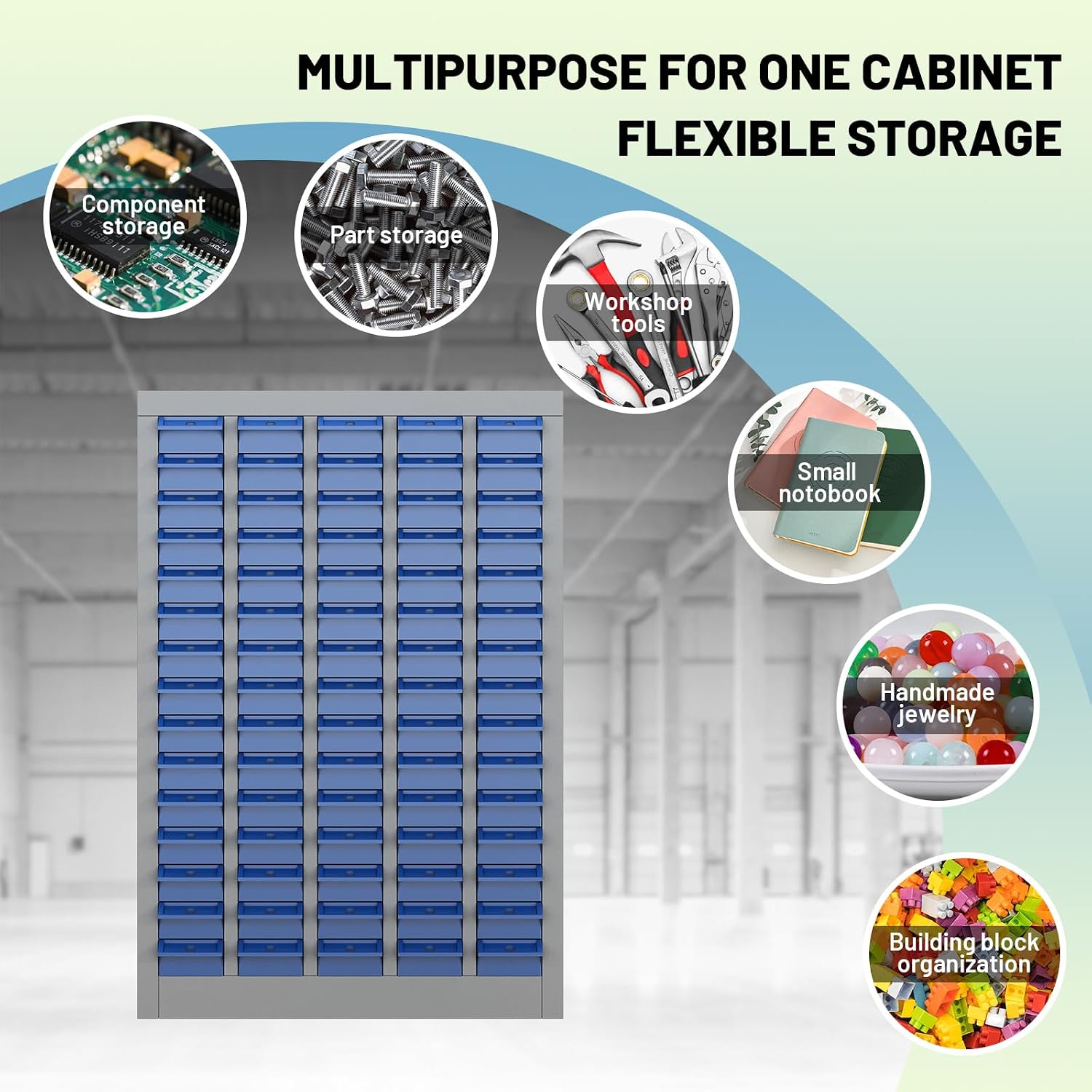 75 Drawer Tool Storage Cabinet with ABS Drawers, Bolt and Nut Organizer Parts Box, Hardware Shelving Unit for Garage and Workshop