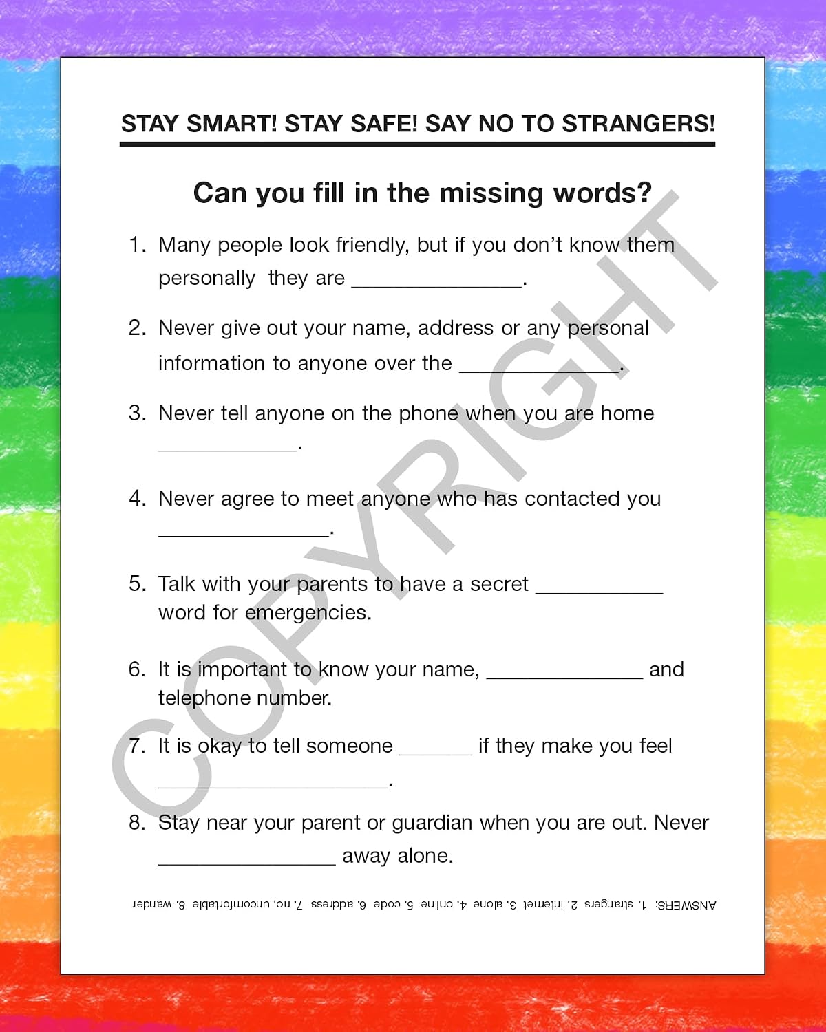 ZOCO – Stranger Danger Custom Coloring Books (250 Bulk Pack, With Crayons) – Kids Safety Education Activities, Games & Puzzles – Child Safety Handouts for Schools, Police & Youth Programs