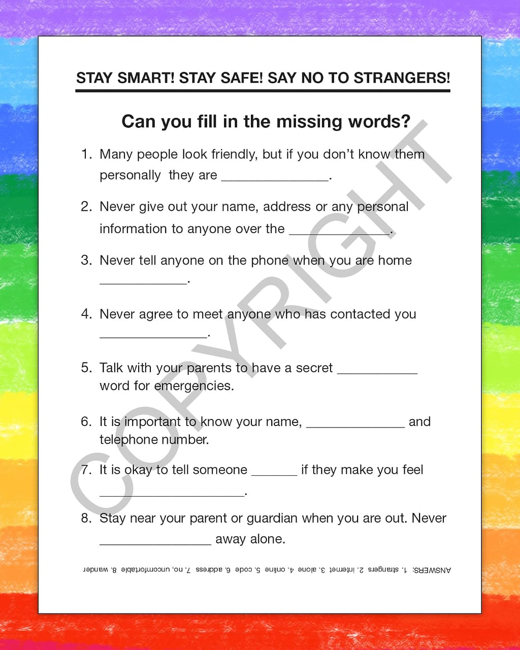 ZOCO – Stranger Danger Custom Coloring Books (250 Bulk Pack, Without Crayons) – Kids Safety Education Activities, Games & Puzzles – Child Safety Handouts for Schools, Police & Youth Programs
