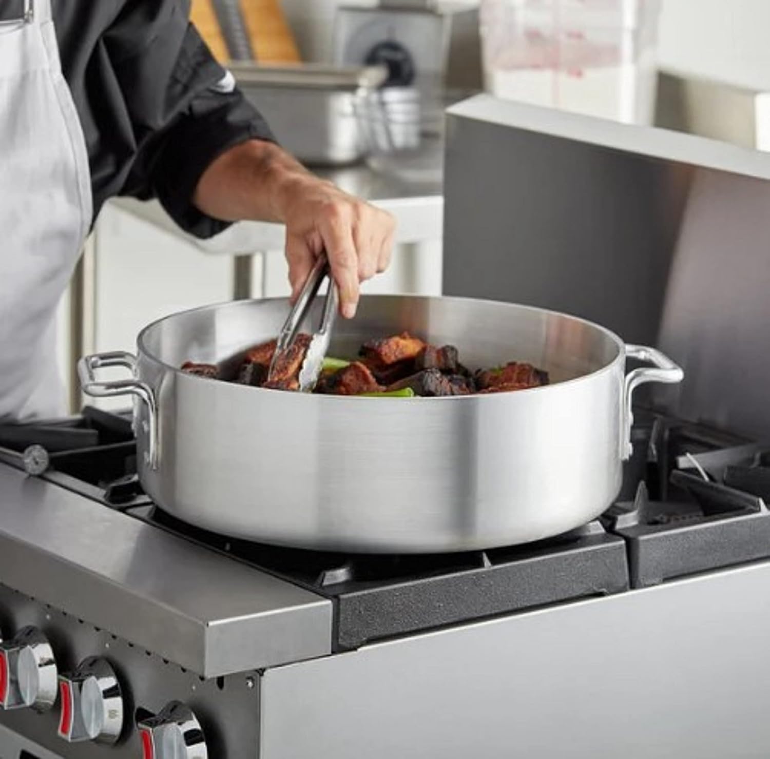 TrueCraftware- 20 qt. Aluminum Brazier Pot with Cover 6mm Thickness- Heavy Weight Cookware Braiser Braising Pan Perfect Roasting Baking Sauteing Searing and Pan Frying Mirror-Finished