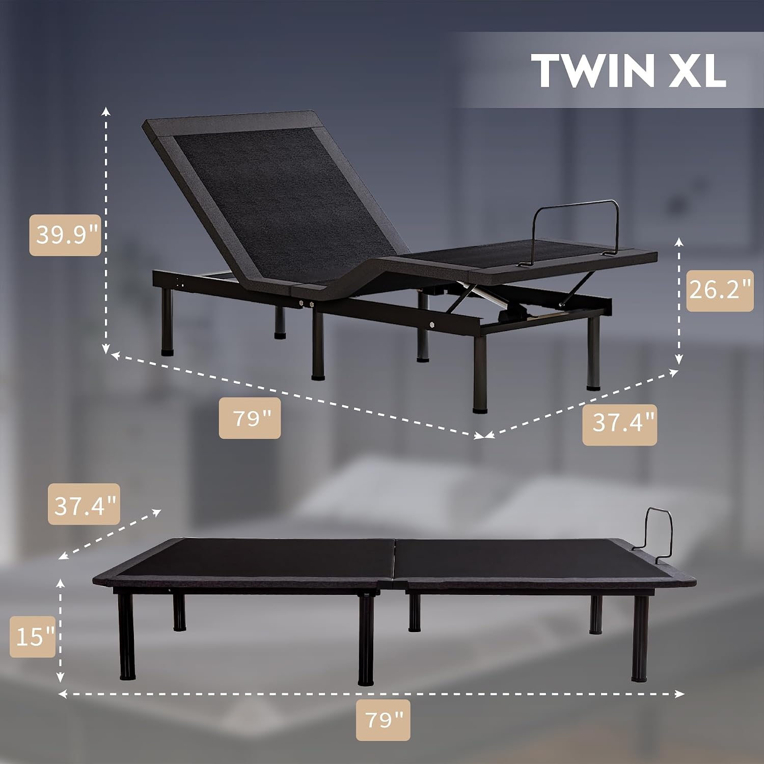 Dyonery Twin XL Adjustable Bed Base Frame with Wireless Remote + 12 Inch Twin XL Gel Memory Foam Mattress Bed in a Box, Head and Foot Incline, Zero Gravity, Fiberglass Free, 80' × 38'