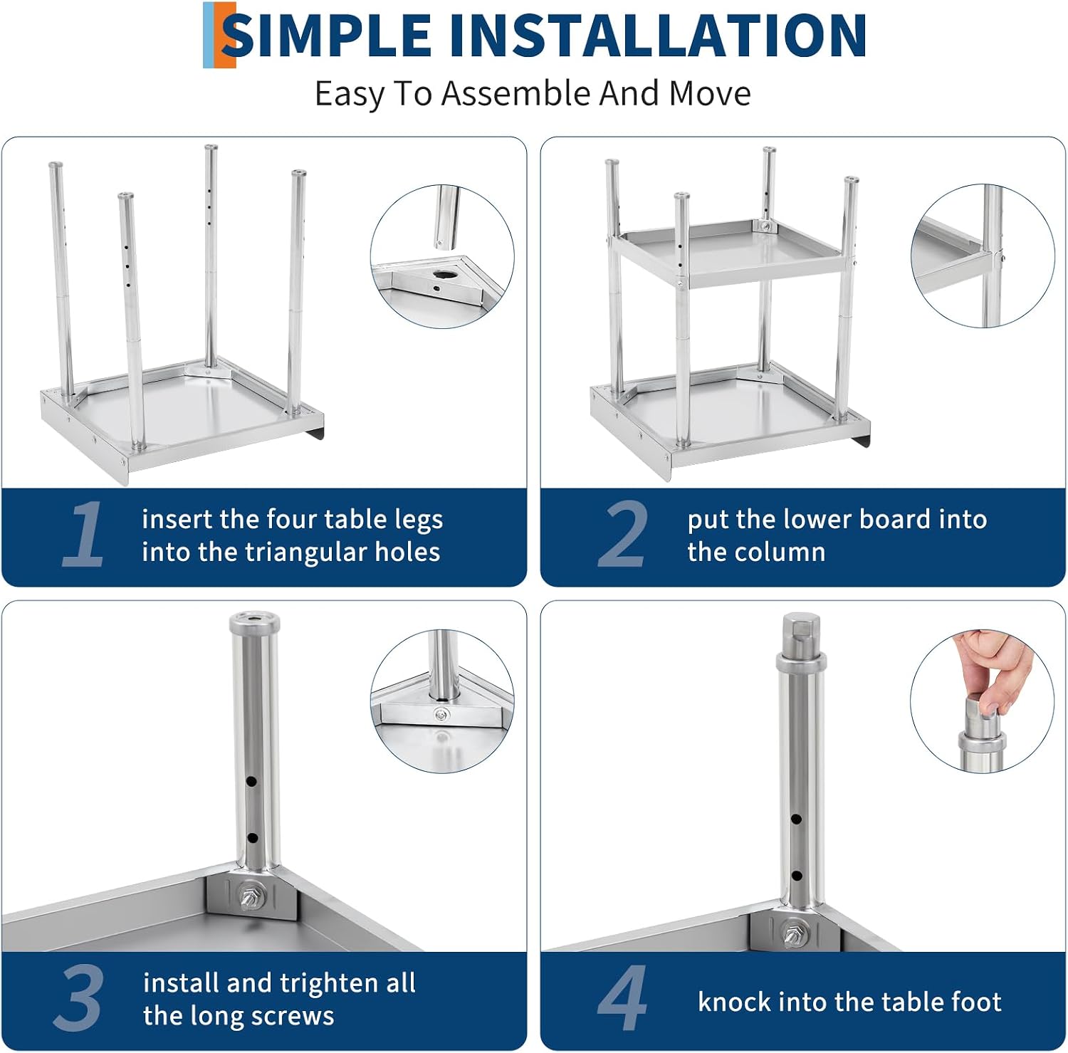 GarveeTech Stainless Steel Grill Stand Table - 24x30x30 Inches, 660 LBS Heavy-Duty Capacity, NSF Certified, with 2' Edge Baffle for Home, Commercial Restaurant Kitchen, Hotel