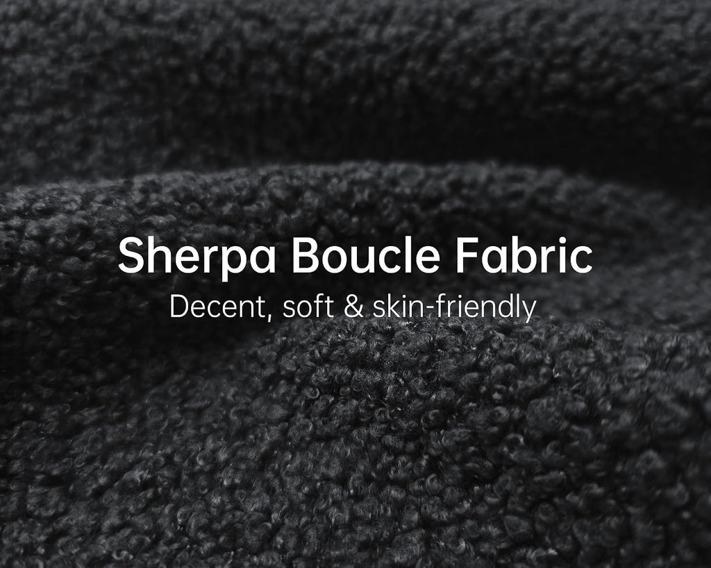Morden Fort Sherpa Boucle Couch Armchair Single, Modern Sofa Upholstered Deep Chair with Soft Throw Pillow Skin-Friendly Minimalist Accent Chair Compatible with Sofa Set Couch for Living Room, Black
