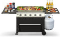 5 Burner Propane Grill with Rainproof Cover 36inch Outdoor Flat Top Griddle Foldable Side Table for Backyards Barbecue
