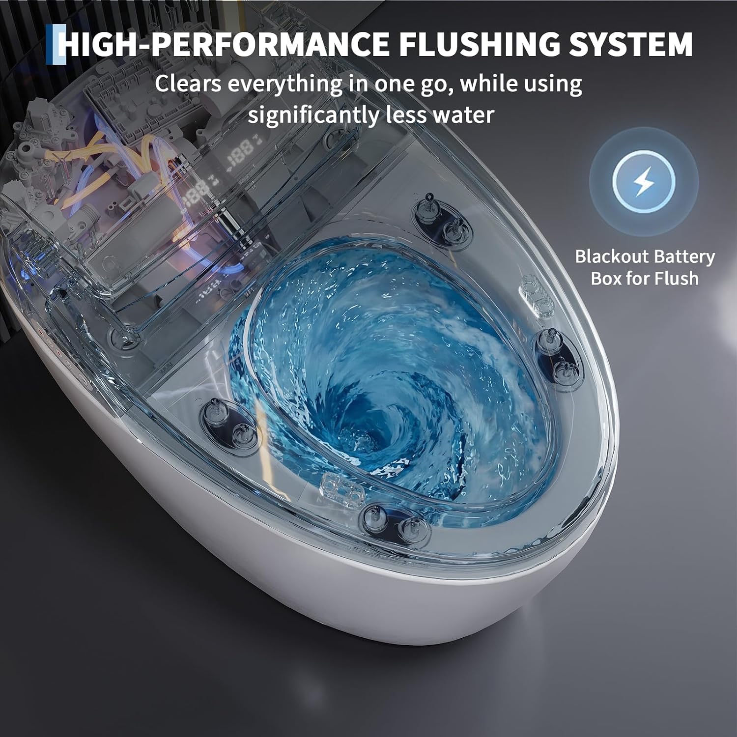 Modern Smart Toilet, One-Piece Elongated with Built-in Bidet, Heated Seat, Foot Sensor Flushing, Warm Air Dryer, Remote Control for Lid Open/Close
