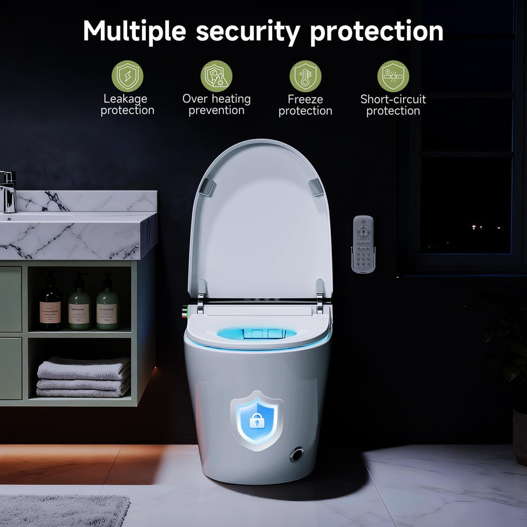 Artistic Smart Toilet, One Piece Bidet Toilet for Bathrooms, Auto Open/Close Lid, Heated Seat, Water Sprayer and Dryer,Tankless Smart Toilet withbuilt in, 1000g Powerful Flush