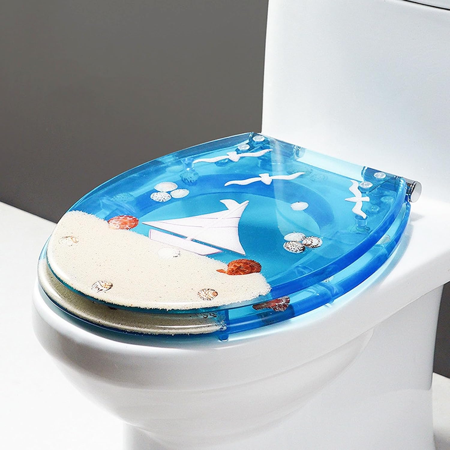 Toilet Seat Resin Toilet Seat 14.2' X 16.53' Heavy Duty Toilet Seat Soft Close, Quick Release Round Toilet Seat Slow Close(D)