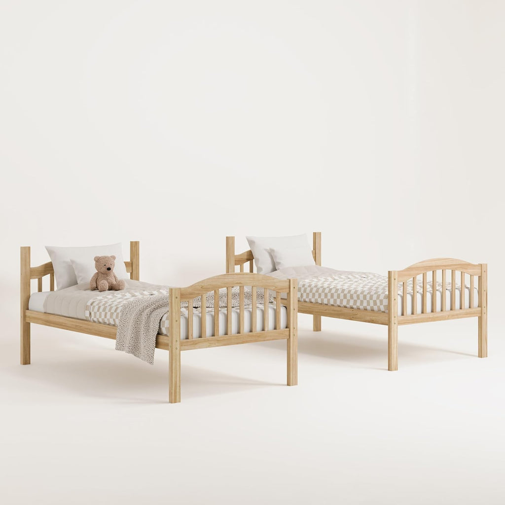 Storkcraft Long Horn Twin-Over-Twin Bunk Bed (Natural) - GREENGUARD Gold Certified, Converts to 2 Individual Twin beds