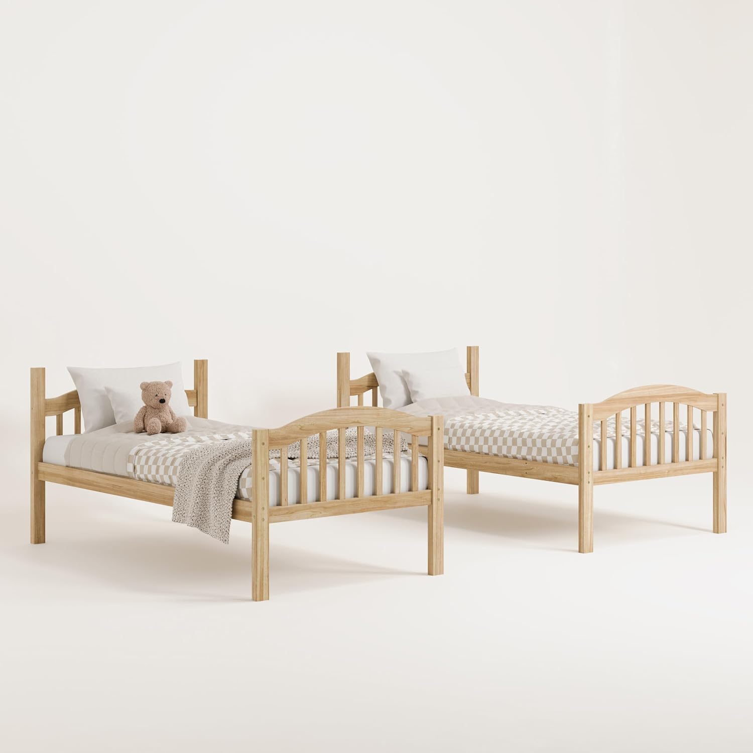 Storkcraft Long Horn Twin-Over-Twin Bunk Bed (Natural) - GREENGUARD Gold Certified, Converts to 2 Individual Twin beds