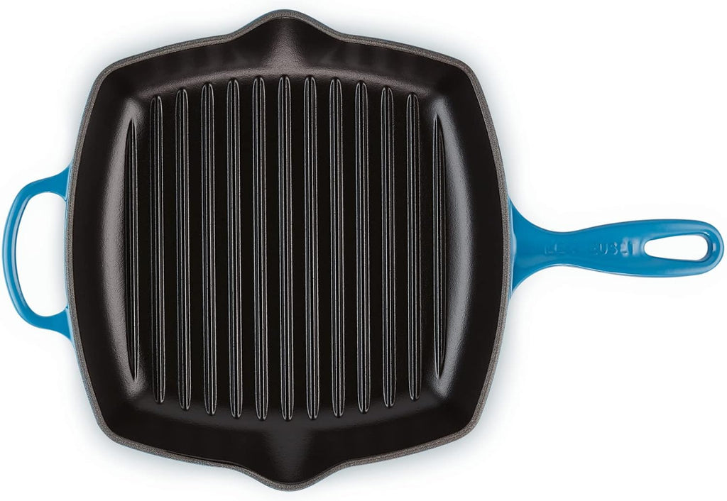 Le Creuset Enameled Cast Iron Signature Square Skillet Grill, 10.25', Marseille