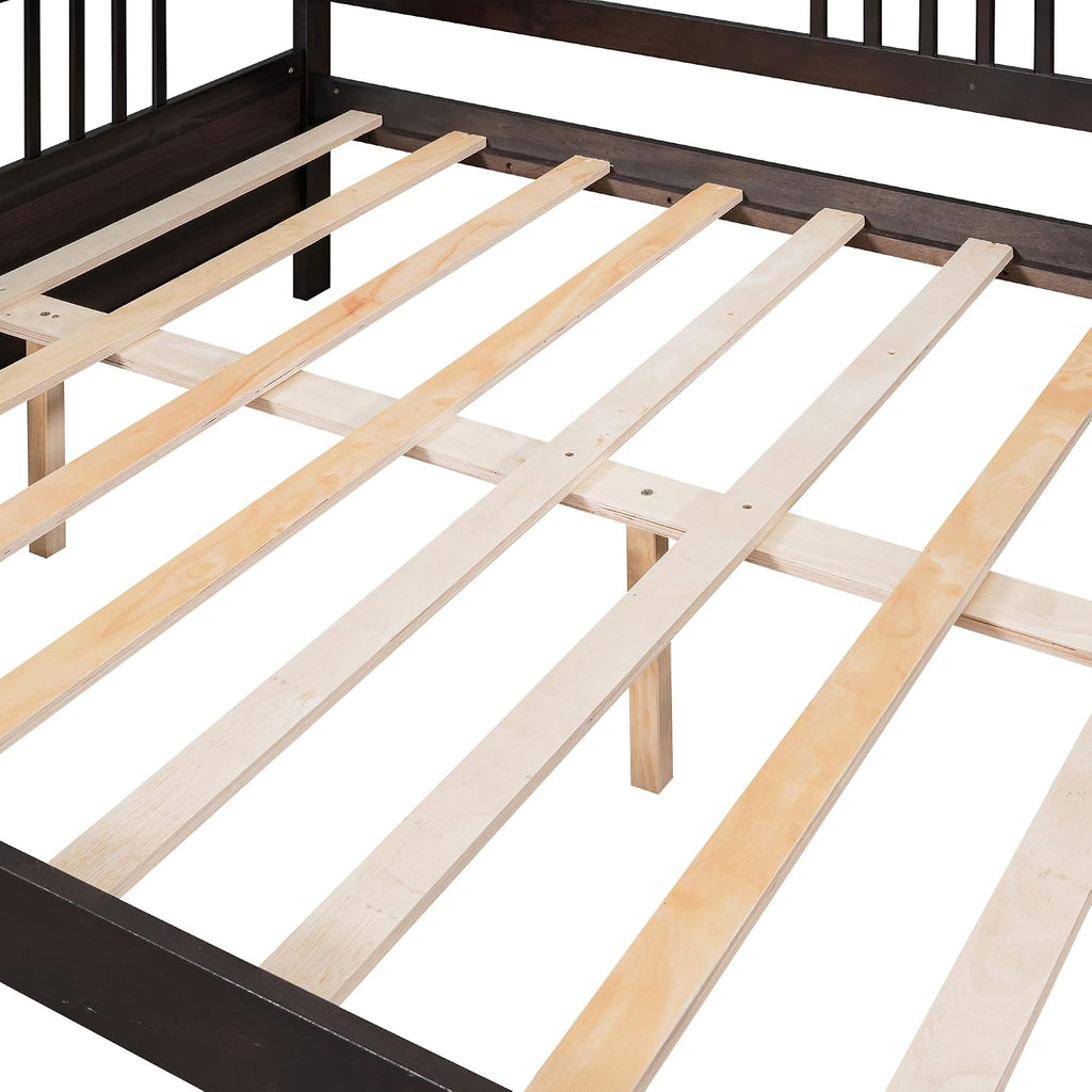 Merax Daybed Full, Full Daybed Wooden Slats Support Modern Living Daybed with Rails, No Box Spring Needed (Espresso)