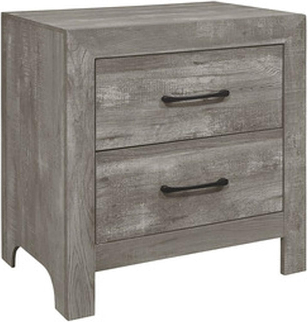 Benzara EB Three Piece Full Size Bedroom Set- Farmhouse Style- Gray- Black