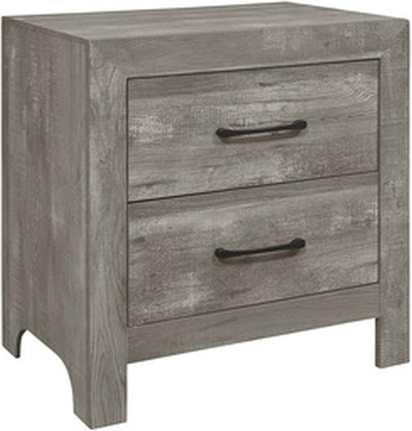 Benzara EB Three Piece Full Size Bedroom Set- Farmhouse Style- Gray- Black