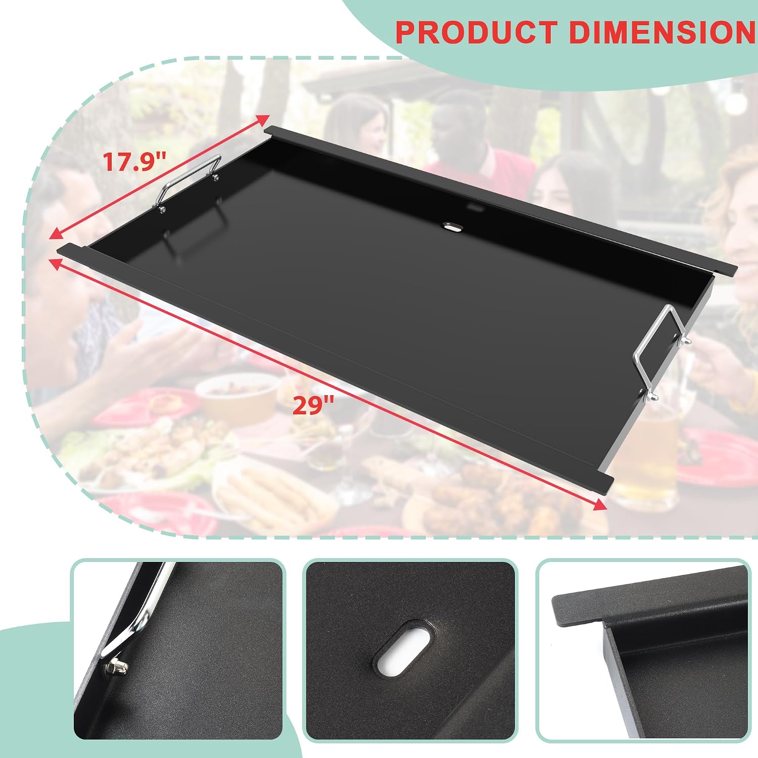Full Size Griddle Insert for Blaze Grill 4/5 Burner Gas Grill, Non-stick Flat Top Griddle Plate Replacement for BLZ-4LTE BLZ-5 Summerset Sizzler 32'' & 40'', RCS RJC32A, 29''L x 17.9''W Carbon Steel