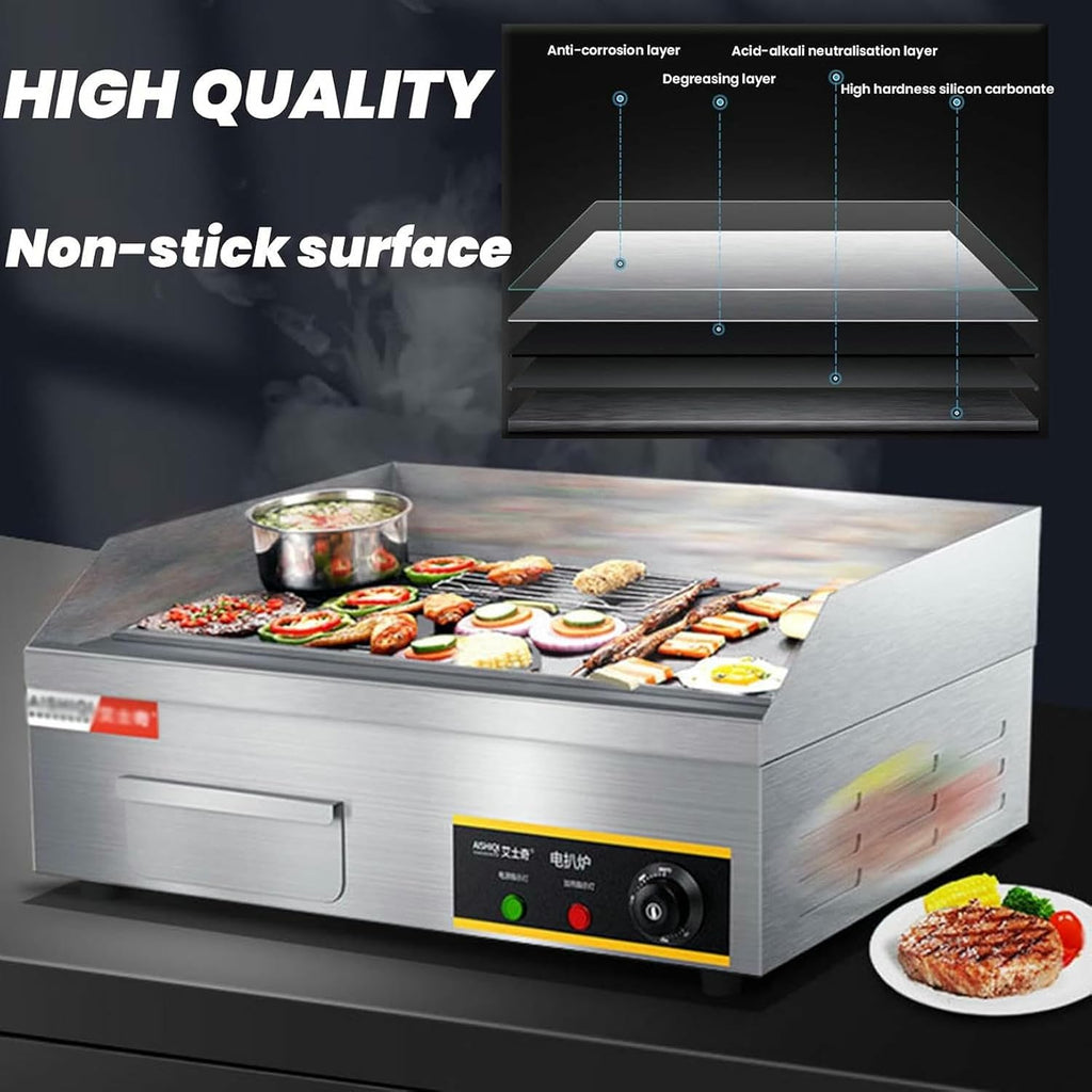 2900W 21.6Inch Commercial Electric Griddle Flat Top Grill Hot Plate BBQ Non-Stick Flat Large Countertop Griddle