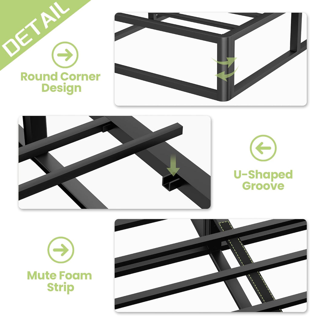Superay Full Box Spring, 10 inch Box Spring for Full Bed, Heavy Duty Metal Bed Frame with Fabric Cover, 3000lbs Max Weight Capacity Bed Base Mattress Foundation, Easy Assembly, Noise Free, Black