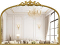 WallBeyond Gold Vintage Mirror for Vanity 32x24 Inch, Gold Antique Mirror with Ornate Frame, Arched Vintage Wall for Bathroom, Living Room, Fireplace, Entryway