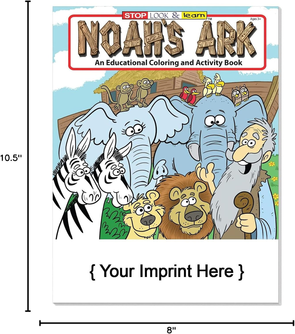 ZOCO – Noah's Ark – Custom Coloring Books for Kids (250 Bulk Pack, Without Crayons) – Christian Religious Activity Books for Sunday School, VBS, CCD, Church Crafts and Events