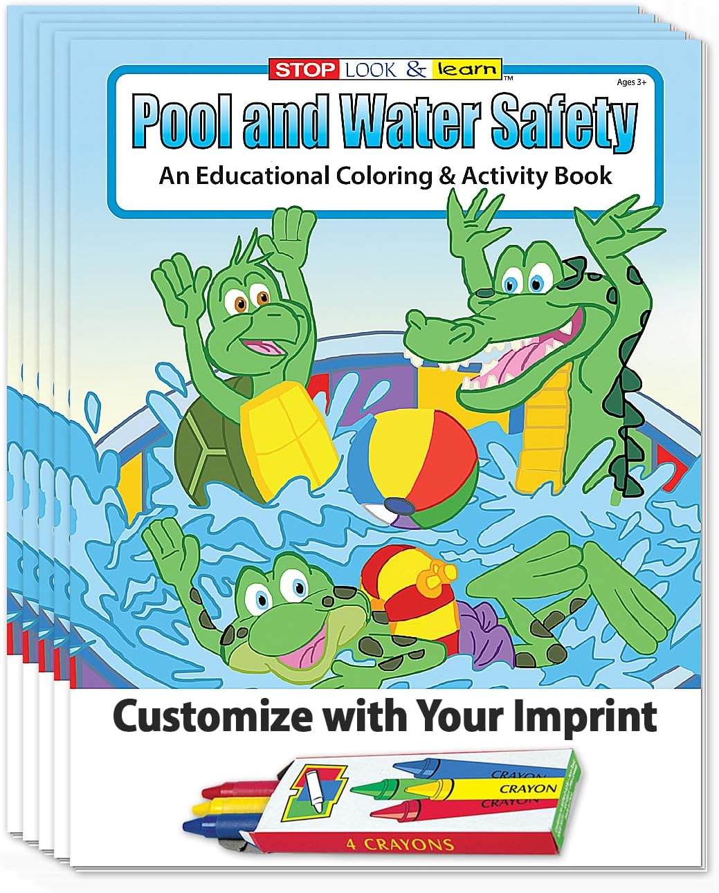 ZOCO – Pool and Water Safety – Custom Coloring Books (250 Bulk Pack, with Crayons) – Prevent Drowning and Water Safety Awareness Handout for Kids