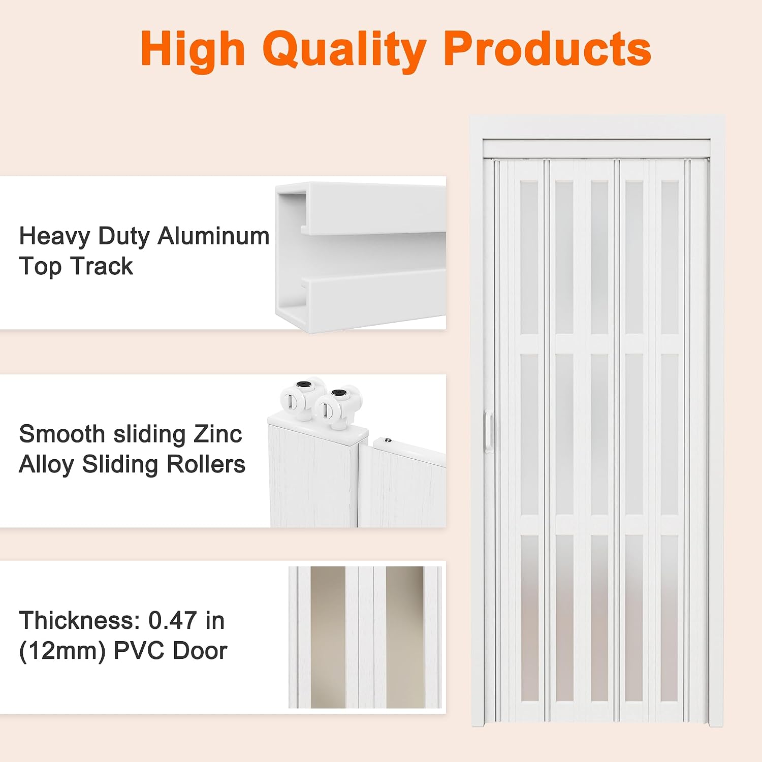 Enhanced Double-Layer Accordion Doors 24'-36' x 80', with Upgraded Roller & Handle & Complete Hardware, Interior Multifold Folding Doors for Closet & Pantry, Easy Installation